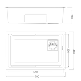 thumbnail of Gasfrit – Keukenspoelbak met sifon voor werkblad in roestvrij staal, grijs, 1 spoelbak 70 x 44 x 21 cm