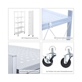 thumbnail of PROREGAL BERLINLODGE KLAP Étagère pliable avec roulettes, 4 étagères/compartiments, Blanc, Charge max. 200kg, HxLxP 127x72x34cm