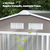 thumbnail of Outsunny caseta de jardín 213x130x185 cm cobertizo metálico de exterior para almacenamiento de herramientas con 2 puertas correderas y 4 ventanas gris