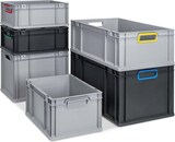 thumbnail of PROREGAL SuperSparSet 5x Eurobox NextGen Color, HxBxT 17x40x60cm, 34 Liter, Griffe schwarz offen, Grau, Eurobehälter, Transportbehälter