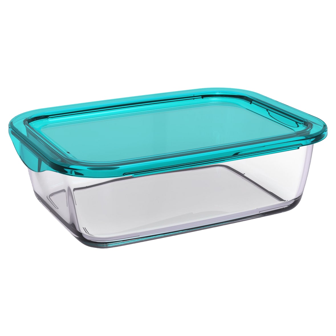 METRO Professional Recipiente de cristal, 200 mm, 122 cl, con tapa de plástico, turquesa