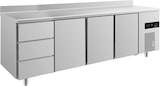 thumbnail of Gastro Kühltisch 3 Türen mittig&rechts 3 Schubladen links Umluftkühlung Aufkantung, 2330x700x850mm -2/+8°C