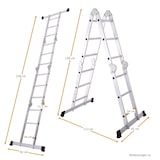 thumbnail of Alu-Multi-3-Gelenk-Leiter, 3 x 4 Sprossen, Arbeitsbühne, Anlege- & Bockleiter, kompakt klappbar, 15,5 kg, praktische Universal-Leiter, Raburg Stage