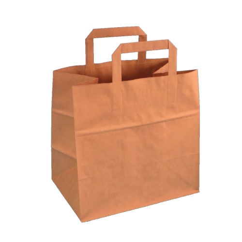 250 Papiertragetaschen Bio Papiertüten 26+17x25cm Kraft braun 70g/m²