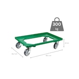 thumbnail of PROREGAL Transportroller Kistenroller Logistikroller mit Gummiräder grün | HxBxT 15x60,7x40,7cm | Offen | 2 Lenkrollen & 2 Bockrollen | 2 Stück