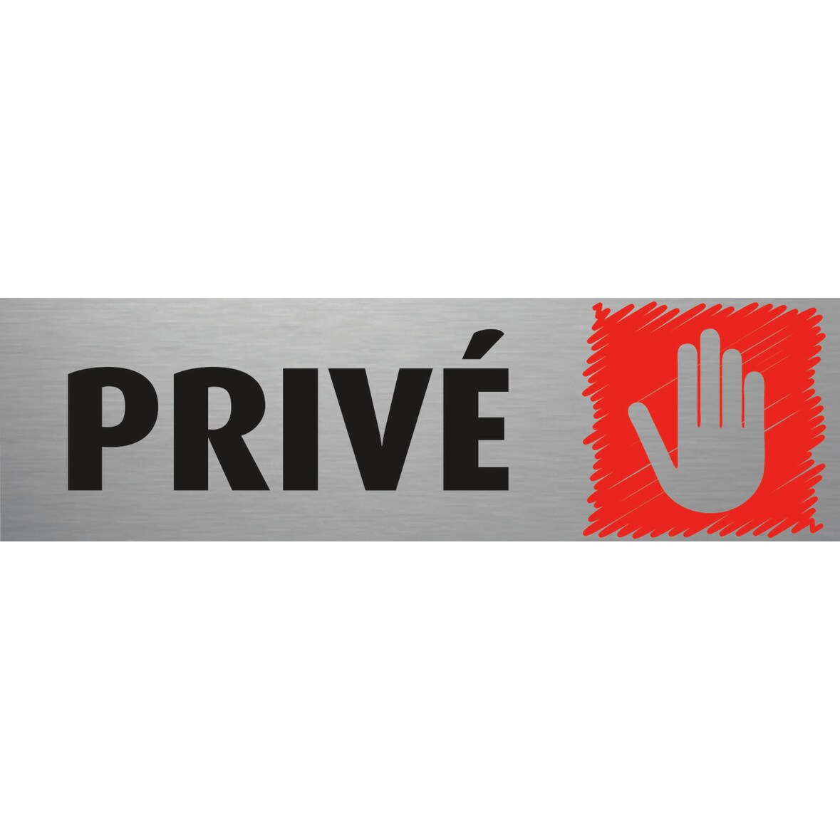 Bequet Plaque de porte Privé PVC imitation aluminium 5 x 17 cm