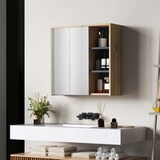 thumbnail of HOMCOM armario de baño con espejo armario con espejo para baño con estantes mueble para baño estilo moderno 60x20x60 cm madera natural