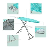 thumbnail of Relaxdays Bügelbrett für Dampfbügeleisen, 122 x 39,5 cm, höhenverstellbar, klappbar, Ablage, Bügeltisch, türkis/silber