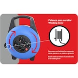 thumbnail of Enrollacables de 10 metros con 4 enchufes e indicador luminoso, Potencia Màxima 3000W, 16A, 250V, Protección Sobrecalentamiento, Protección Infantil