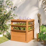 thumbnail of Hochbeet Pflanzkasten mit Rankgitter 65x65x73 cm Dunkelbraun aus massivem Fichtenholz offener Boden für Garten Balkon Terrasse stabile Rankhilfe