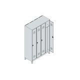 thumbnail of C+P Spind Classic PLUS, Füßen, 4 Abteile, HxBxT 195x120x50cm, Sicherheitsdrehriegel, Hellgrau/Enzianblau von PROREGAL