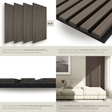 thumbnail of tectake Painéis acústicos Sonic Wall II MDF folheado madeira carvalho cinza absorção sonora 110x50x1,8cm isolamento decorativo
