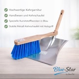 thumbnail of Blue-Star Kehrgarnitur Hochwertiger Handfeger mit blauen Borsten und Metall-Kehschaufel mit Holgriff Besen-Set