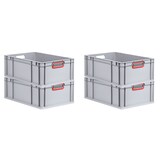 thumbnail of PROREGAL 4x Eurobox NextGen Color | HxBxT 22x40x60cm | 44 Liter | Griffe rot offen | Verstärkter Boden | Eurobehälter