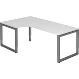 thumbnail of bümö höhenverstellbarer Eckschreibtisch R-Serie 200x120 cm in weiß, Gestell in Graphit - Schreibtisch L Form, großer Tisch für's Büro, Computertisch