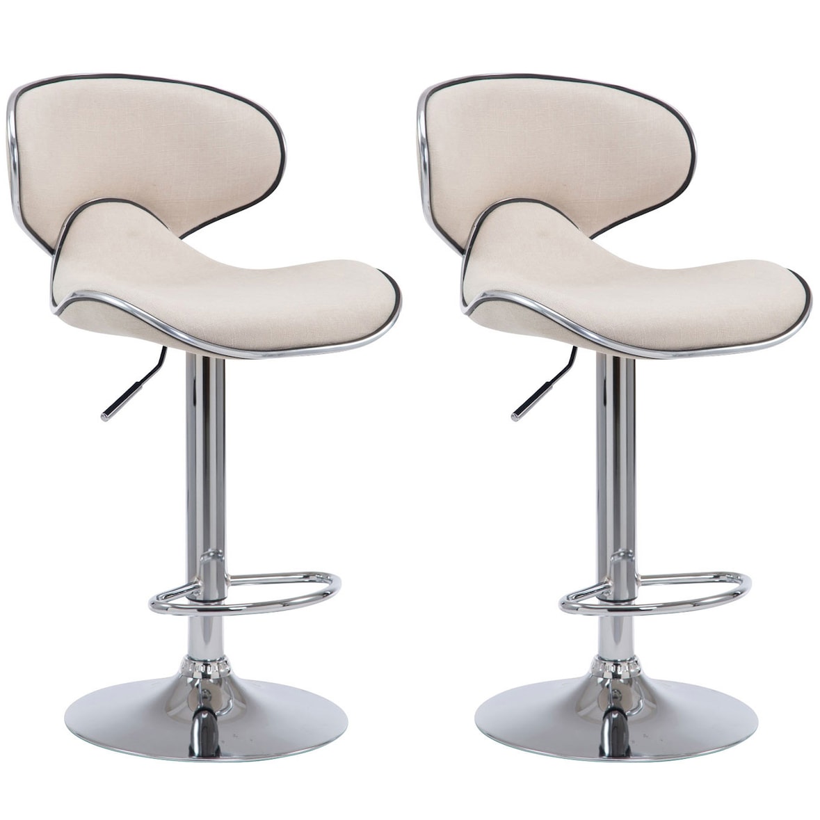 Conjunto de 2 bancos de bar Las Vegas V2 em tecido creme/cromo