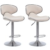 thumbnail of Conjunto de 2 bancos de bar Las Vegas V2 em tecido creme/cromo