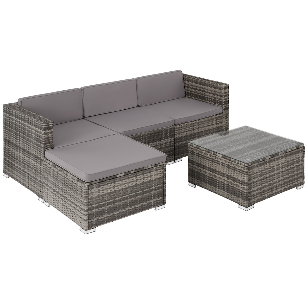 tectake Conjunto de ratán Lignano  gris - 404782