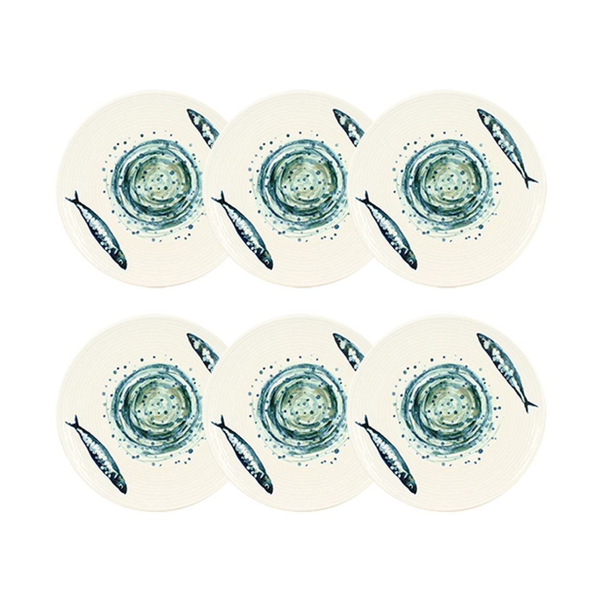 Novastyl - Set van 6 dessertborden sardine 20cm in aardewerk