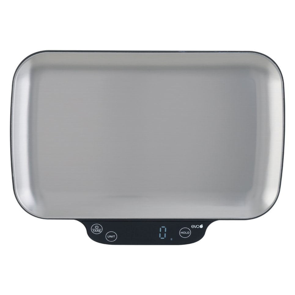 Eva professionele keukenweegschaal roestvrij staal 18/10 + led 15kg 1g