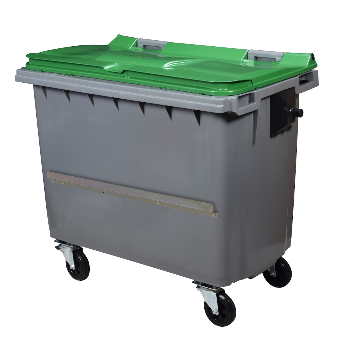 ROSSIGNOL Poubelle conteneur 4 roues 660L avec barre ventrale KOROK gris/vert