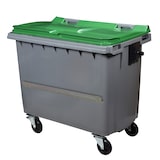 thumbnail of ROSSIGNOL Poubelle conteneur 4 roues 660L avec barre ventrale KOROK gris/vert