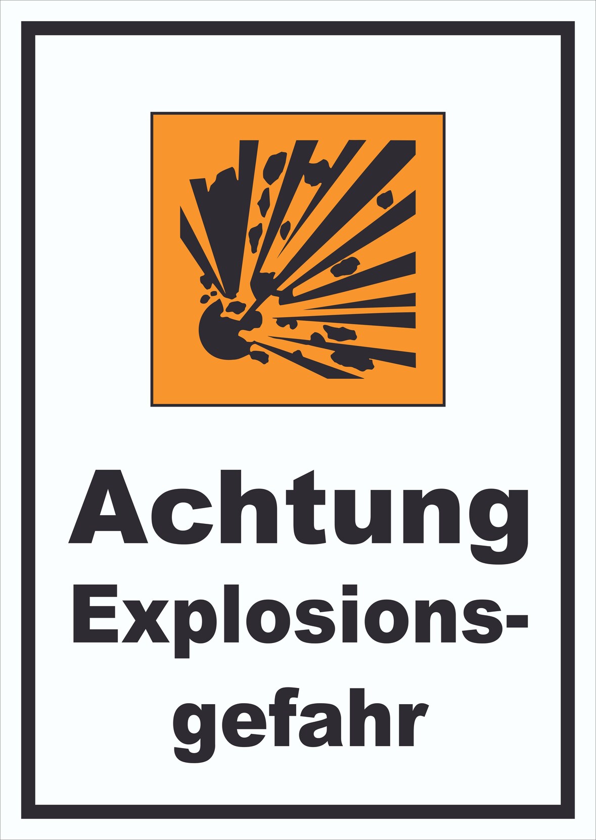 Schild Gefahrensymbol Explosionsgefahr hochkant A1 (594x841mm)