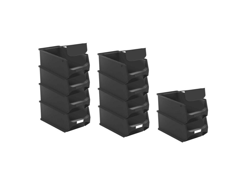 PROREGAL 10x Leitfähige Sichtlagerbox 4.1 mit Griffstange & Abdeckung | HxBxT 15x20x35cm | 7,2 Liter | ESD, Sichtlagerbehälter