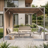 thumbnail of Pergola 3x4 m en aluminium peint avec couverture et rideaux latéraux en polyester, résistante et polyvalente pour jardin, terrasse – Zephir