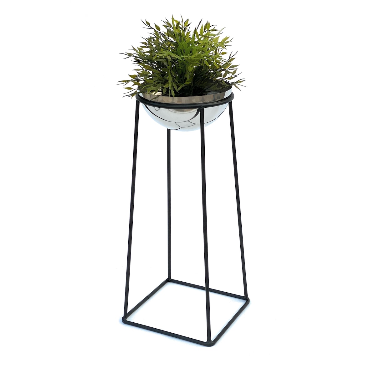 DanDiBo Blumenhocker Metall mit Topf Schwarz Silber 56 cm Blumenständer 96078 M Blumensäule Modern Pflanzenständer Pflanzenhocker