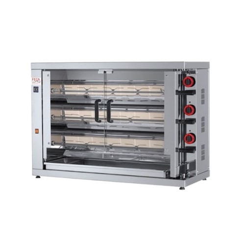 Rôtissoire verticale à gaz - 3 broches - 18 poulets | Feca