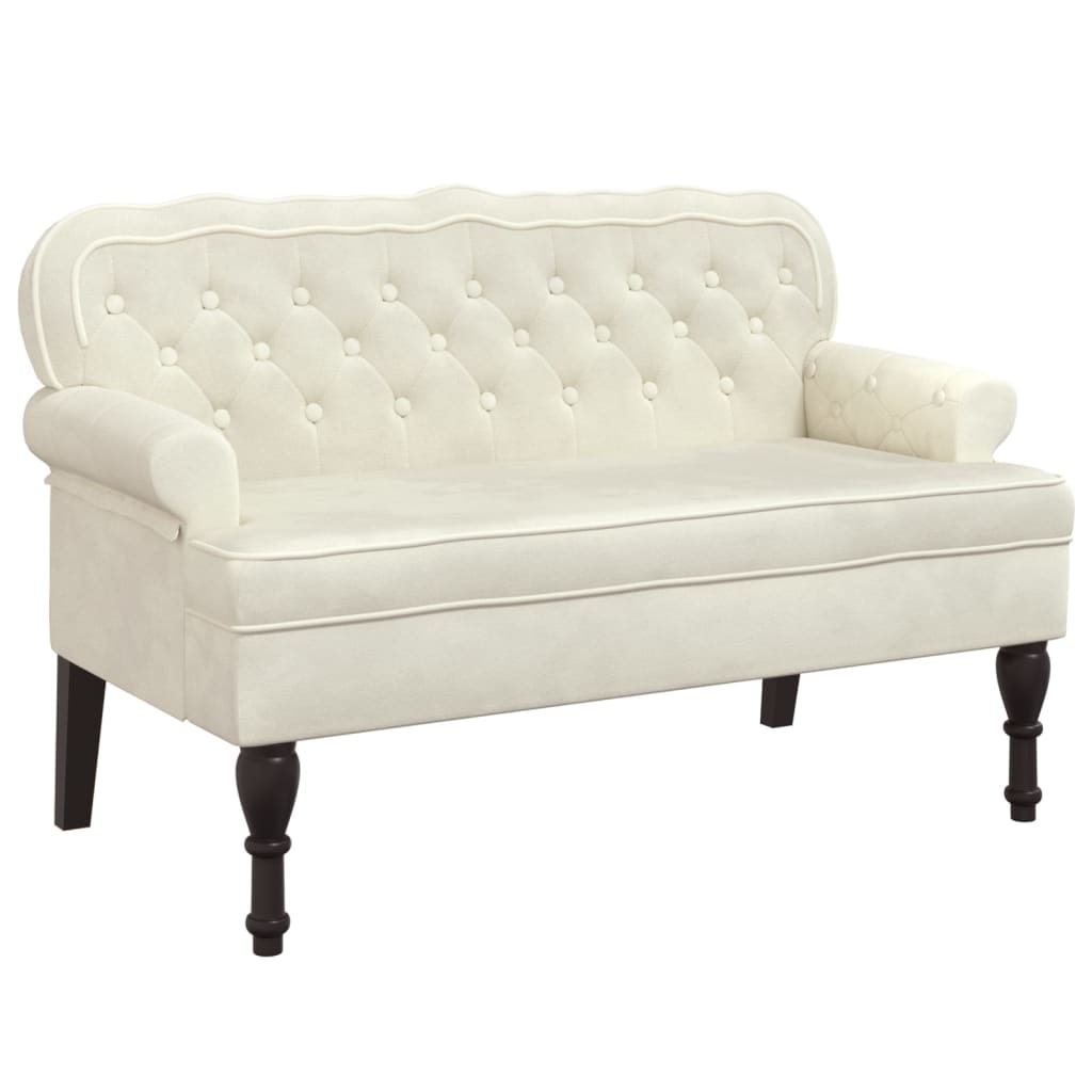 vidaXL Sitzbank mit Rückenlehne Creme 119,5x64,5x75 cm Samt