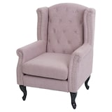 thumbnail of Chesterfield fauteuil, relax club fauteuil wing chair, waterafstotende stof/textiel ~ lichtroze zonder voetenbank