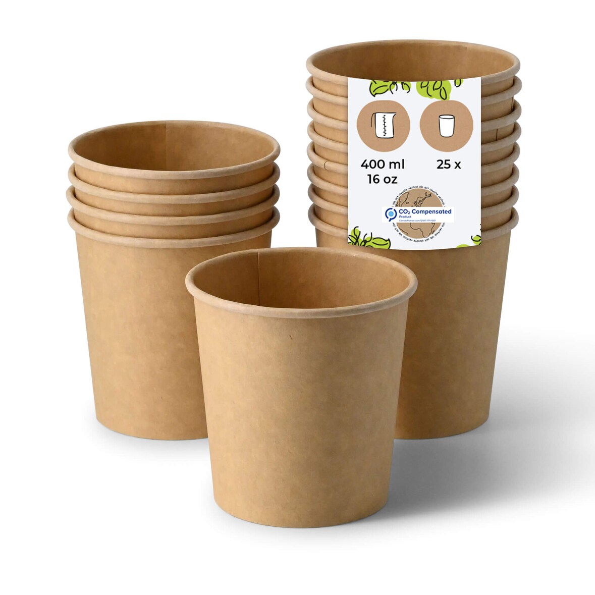 BIOZOYG Suppenbecher to go 25 Stück 400 ml, braun Suppenschüsseln Einweg - Einweggeschirr Alternative zur Plastikschüssel - Becher, Suppe, Soup Bowl