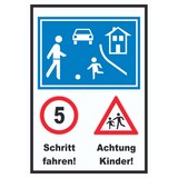 thumbnail of Spielstraße Schrittfahren Achtung Kinder Schild A1 Rückseite selbstklebend