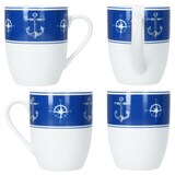 thumbnail of Ahoi 6x Kaffeebecher 280ml Porzellan-Tassen 6 Pers Tee Kakao nautisch Anker