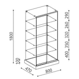 thumbnail of Vitrine armoire H 180 x L 80 cm socle blanc toit verre