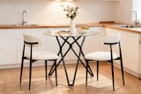 thumbnail of Esstisch rund Glas Schwarz 90x90x78  mit Hartglasplatte Metallbeinen verstellbaren Füßen, platzsparend für Küche Esszimmer Wohnzimmer