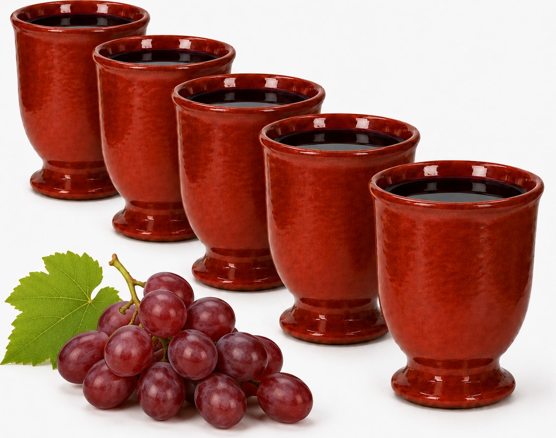 5er Set Lasierte Tonbecher 175ml ideal für Honigwein