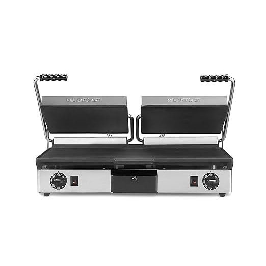 MilanToast - Plancha doble lisa de hierro fundido 220-240v 50/60hz 3,5kw
