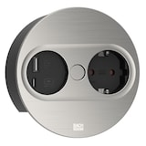 thumbnail of BACHMANN TWIST 2 1xCEE7/3 1xUSB A/C 22W 2,0m AEH Edelstahl-Optik rund