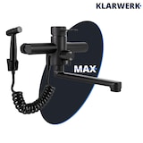 thumbnail of MAX | gastronomische mengkraan wandmontage kraan zwart | professionele keukenkraan roestvrij staal met handdouche|kraan restaurant wand platte uitloop