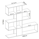 thumbnail of Dmora Buchhandlung Pueblo, Bücherregal mit 7 Fächern, Modernes Büroregal, Schrankwand mit Regalen, 145x29h145 cm, Weiß und Eiche
