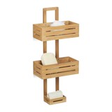 thumbnail of Relaxdays Duschregal Bambus, HxBxT:65x28x15,5cm, Holz, Hängeregal mit 3 Ablagen, Duschkorb, Badregal, natur