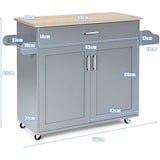 thumbnail of COSTWAY Carrito de cocina con portatoallas y tabla de especias, isla de cocina con cajón y estante ajustable en altura
