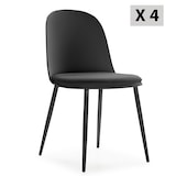 thumbnail of Lot de 4 chaises Kana noir, pieds en métal et assise rembourrée