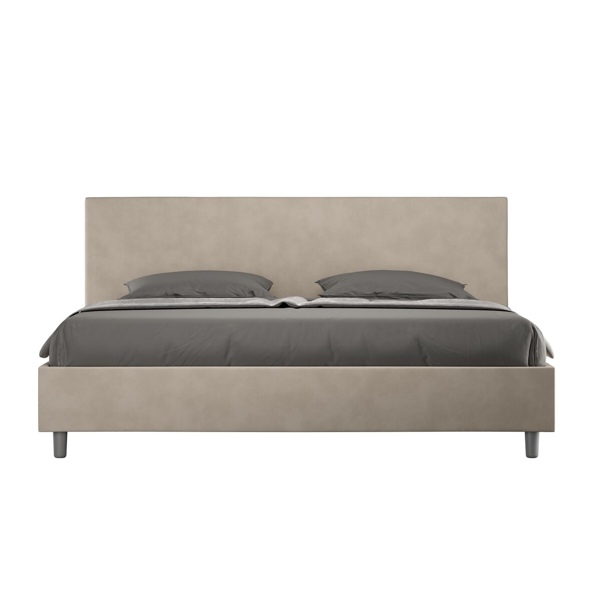Letto Matrimoniale King size senza rete imbottito 180x190 microfibra sabbia Adele