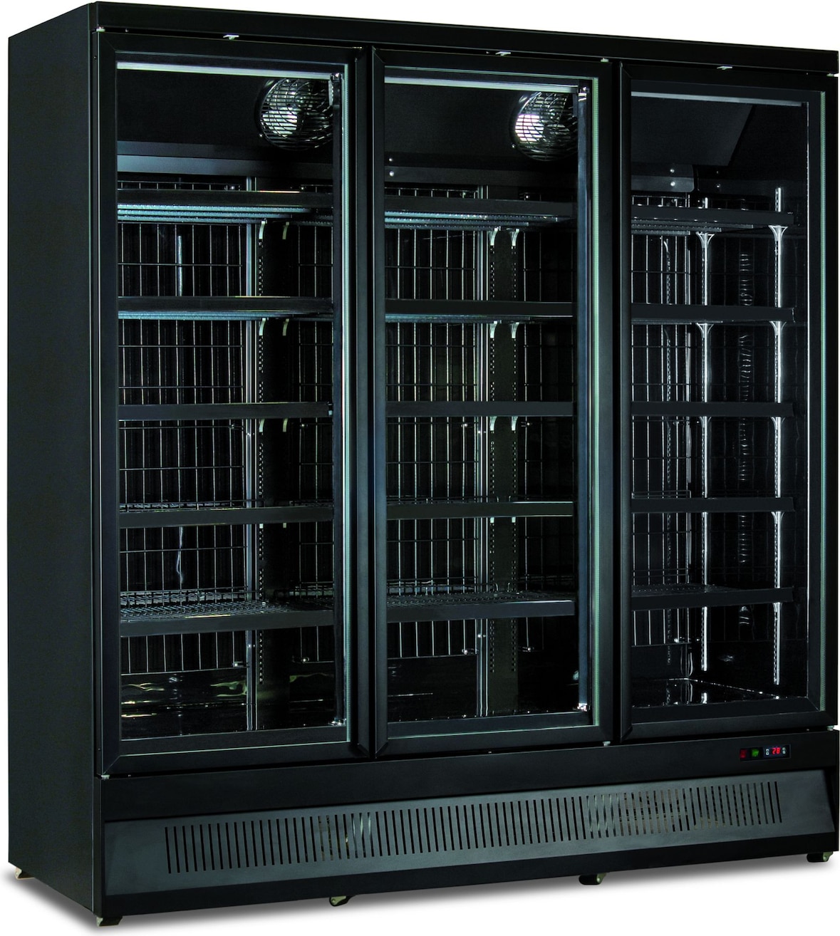 KLIMAITALIA 3-türiger belüfteter wandmontierter Kühlerschrank. Axialventilatormotor. Positive T° 0°C/+10°C. Elektronischer T°regler. MR188TN3BLK
