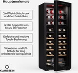 thumbnail of Klarstein Bovella 36 Duo+ Weinkühlschrank | 2-in-1 | 36 Flaschen | 2 Zonen | 7 Regale | Touch Schwarz