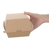 thumbnail of Fiesta kompostierbare Hamburgerboxen aus Kraftpapier, groß, 112 mm (Packung mit 150 Stück)